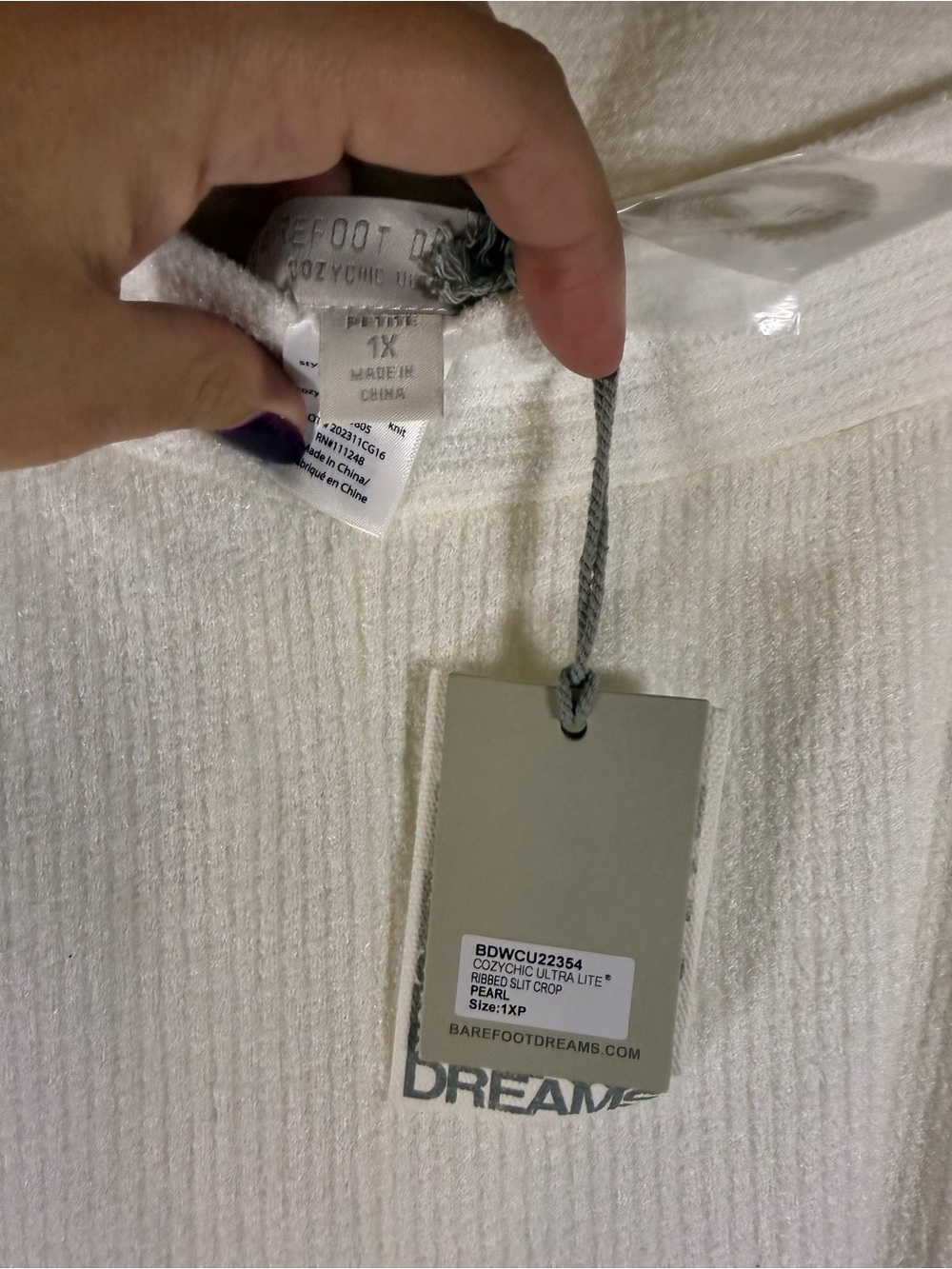 Barefoot Dreams Cream Ribbed Wide-Leg Cropped Pants - Picture 5 of 10